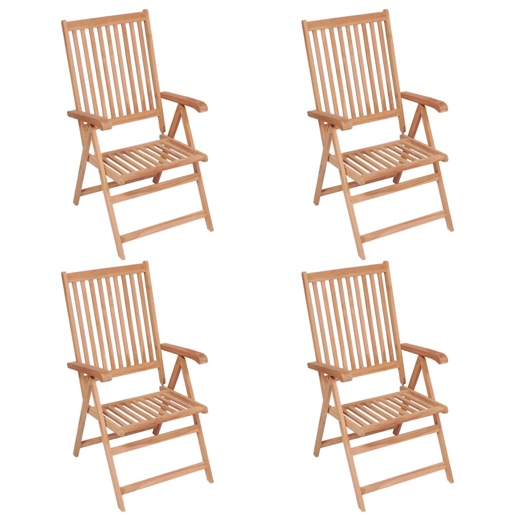 Reclining Garden Chairs 4 Pieces Solid Teak Wood - Millennium Furniture