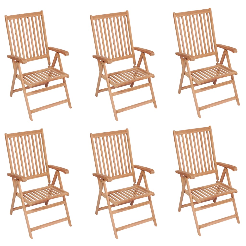 Reclining Garden Chairs 6 pcs Solid Teak Wood - Merkel Designers