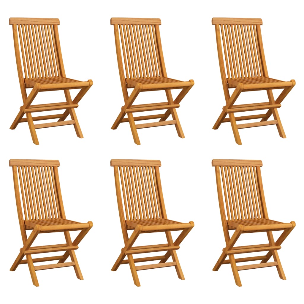 Folding Garden Chairs 6 pcs Solid Teak Wood - Charlotte Dunes