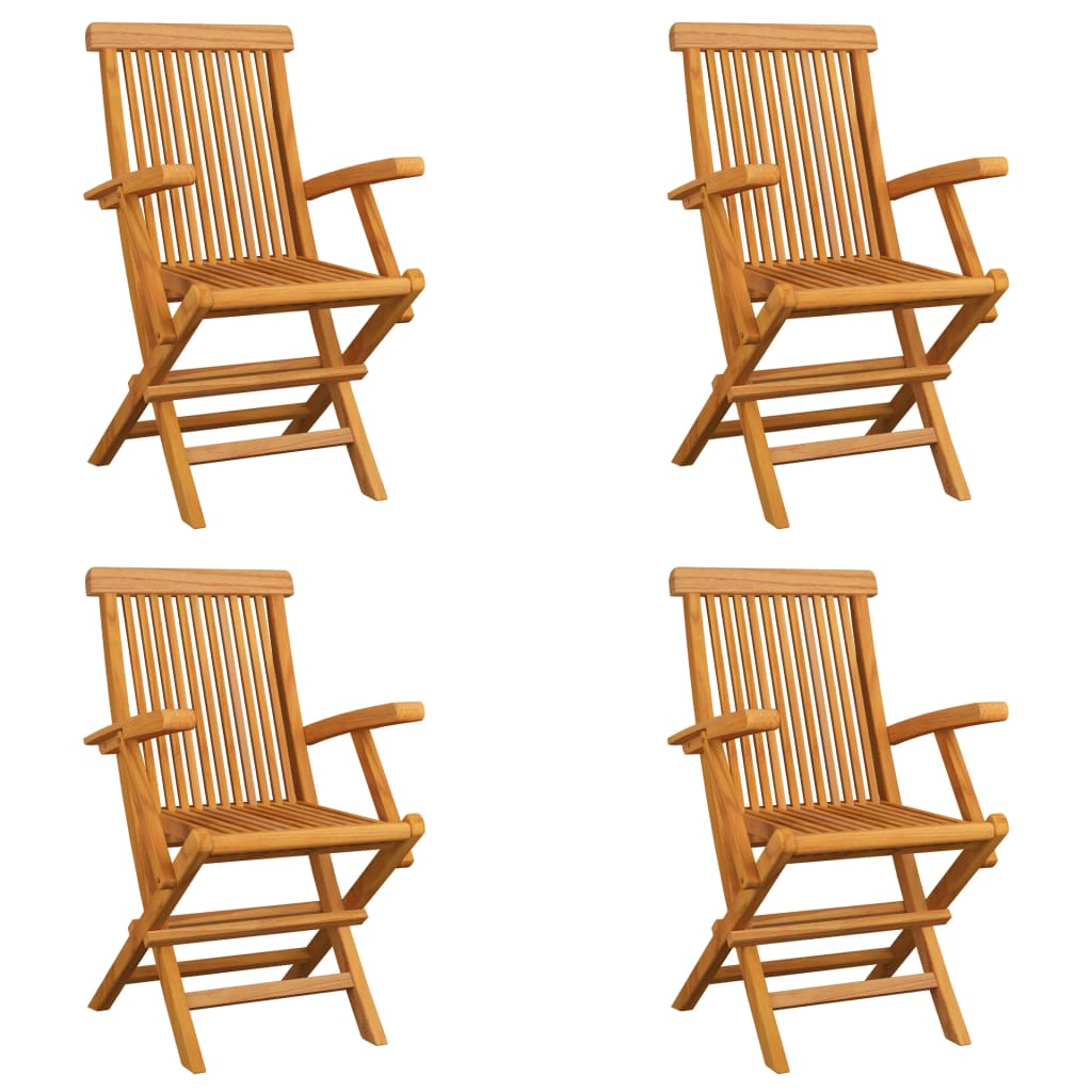 Folding Garden Chairs 4 pcs Solid Teak Wood - Direct Imports