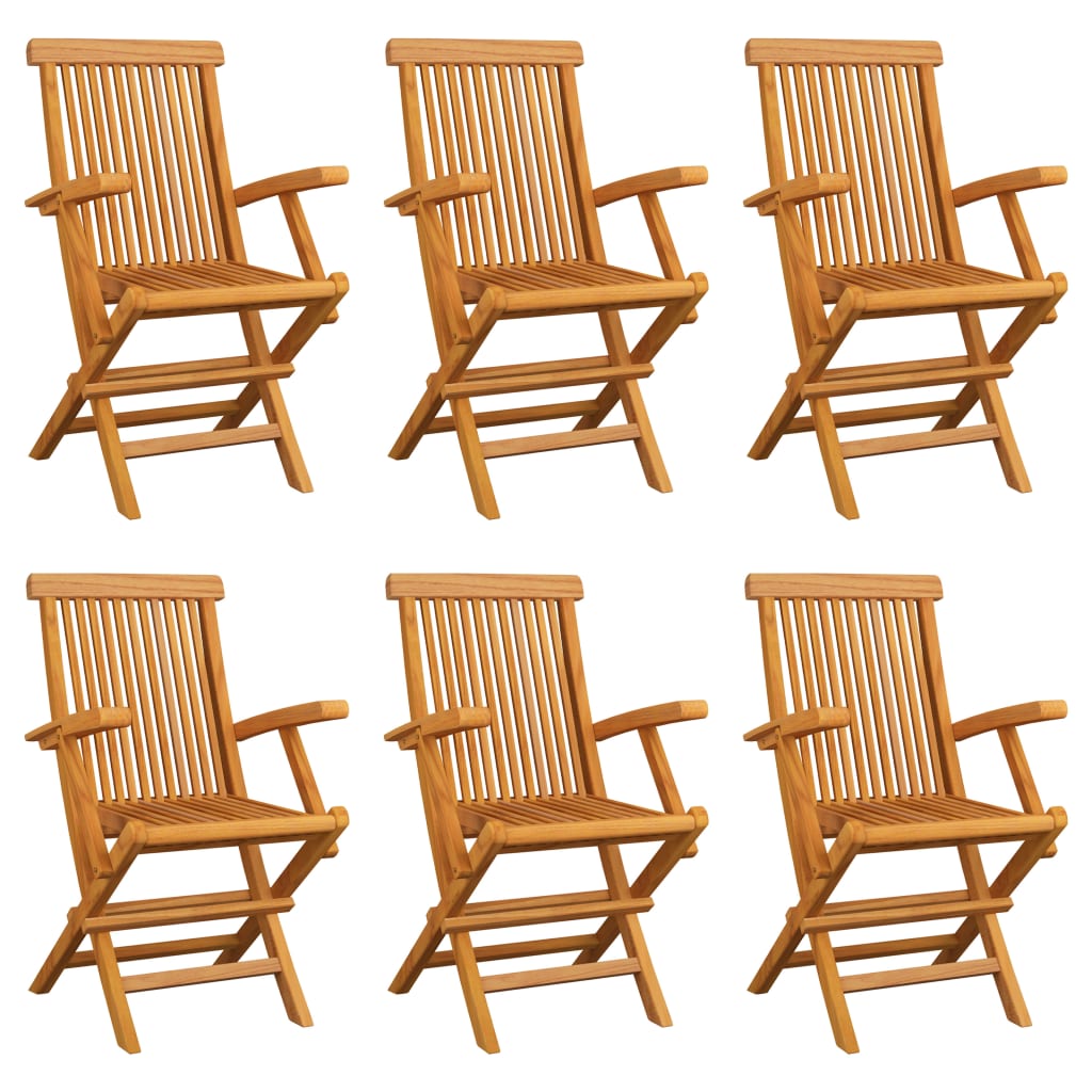 Folding Garden Chairs 6 pcs Solid Teak Wood - Charlotte Dunes