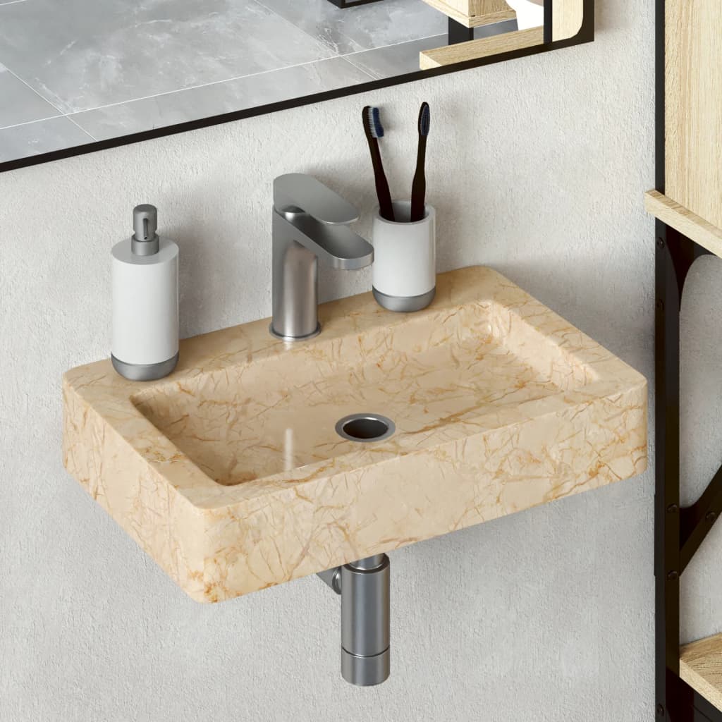 Sink Cream 38x24x6.5 cm Marble - Design Hut