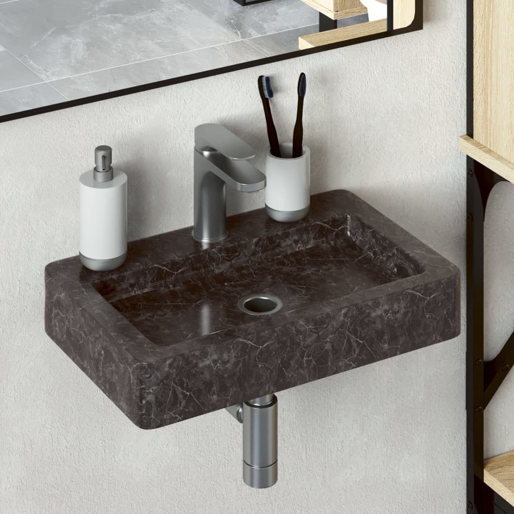 Sink Black 38x24x6.5 cm Marble - R and M Furniture