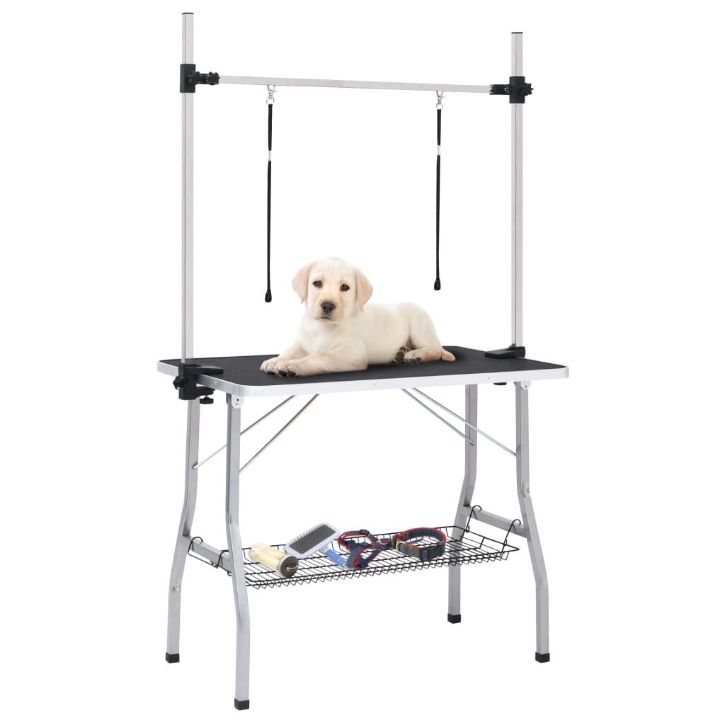 Adjustable Dog Grooming Table with 2 Loops and Basket - Tyrell & Tyrell