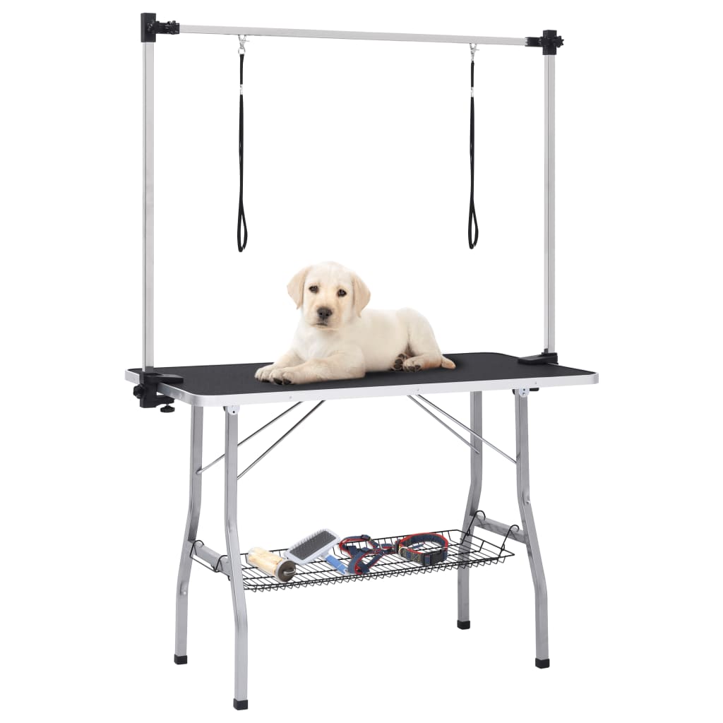 Adjustable Dog Grooming Table with 2 Loops and Basket - All Things Good