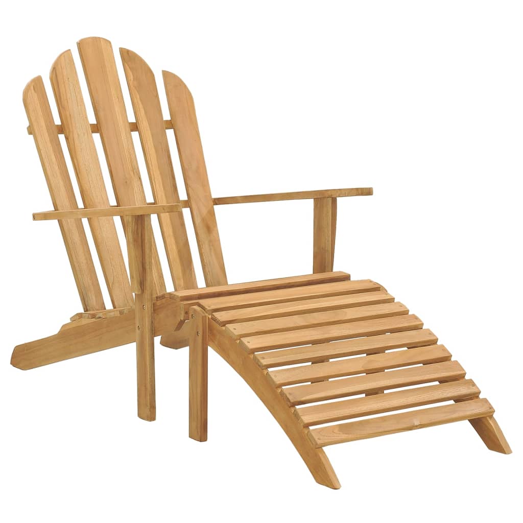 Adirondack Chair with Footrest Solid Teak Wood - Sid & Sam