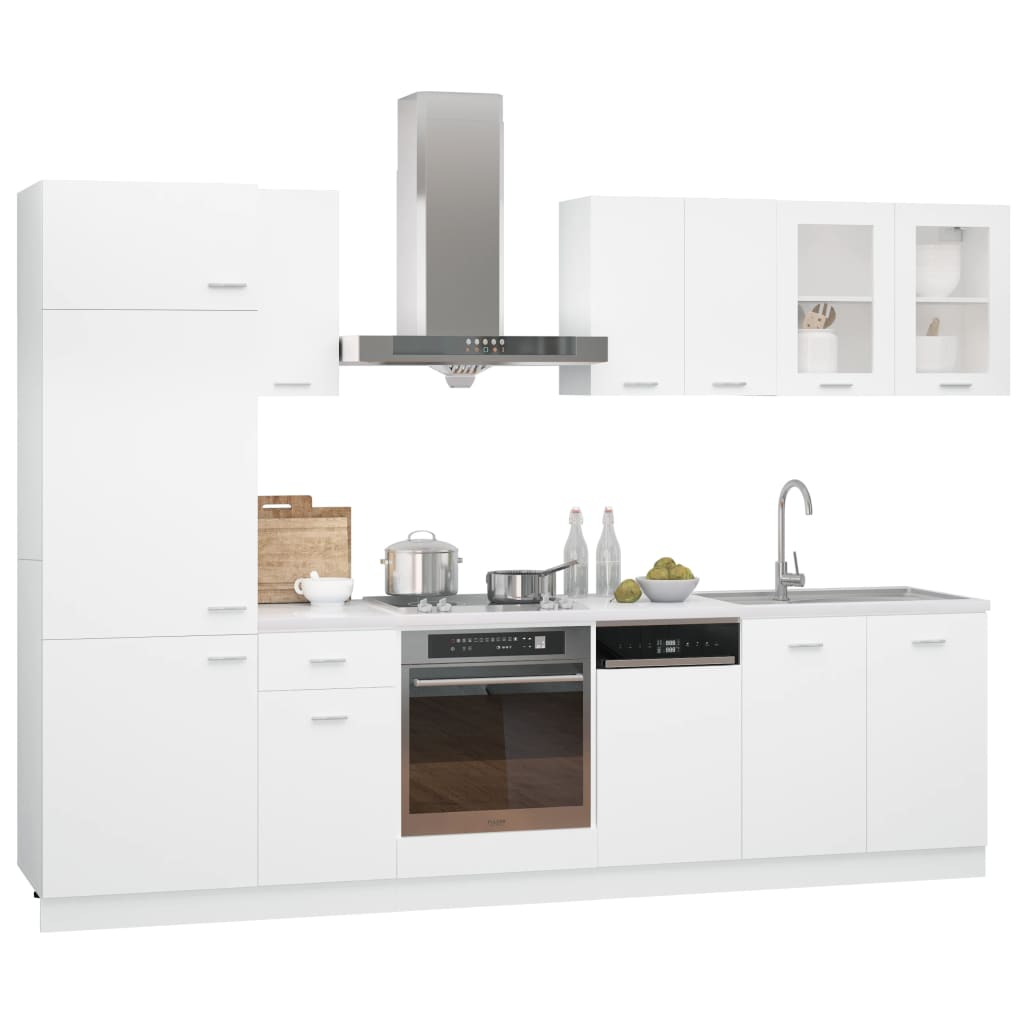 8 Piece Kitchen Cabinet Set White Engineered Wood - All Things Good