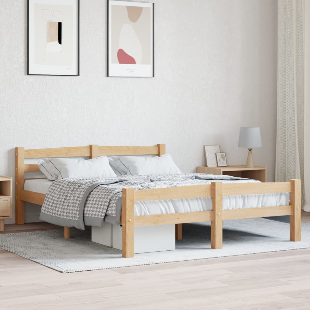 Bed Frame Solid Pinewood 140x200 cm - The Home Maker