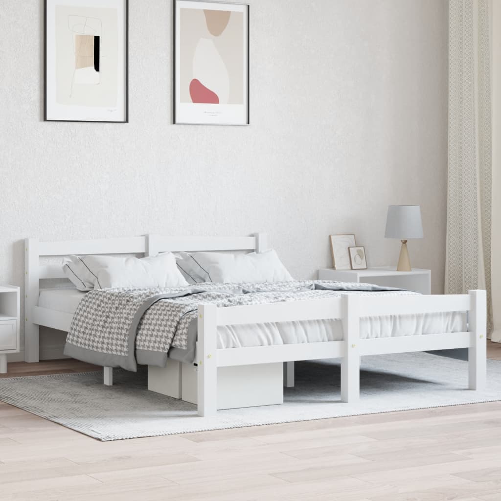 Bed Frame White Solid Pinewood 120x200 cm - Tyrell & Tyrell