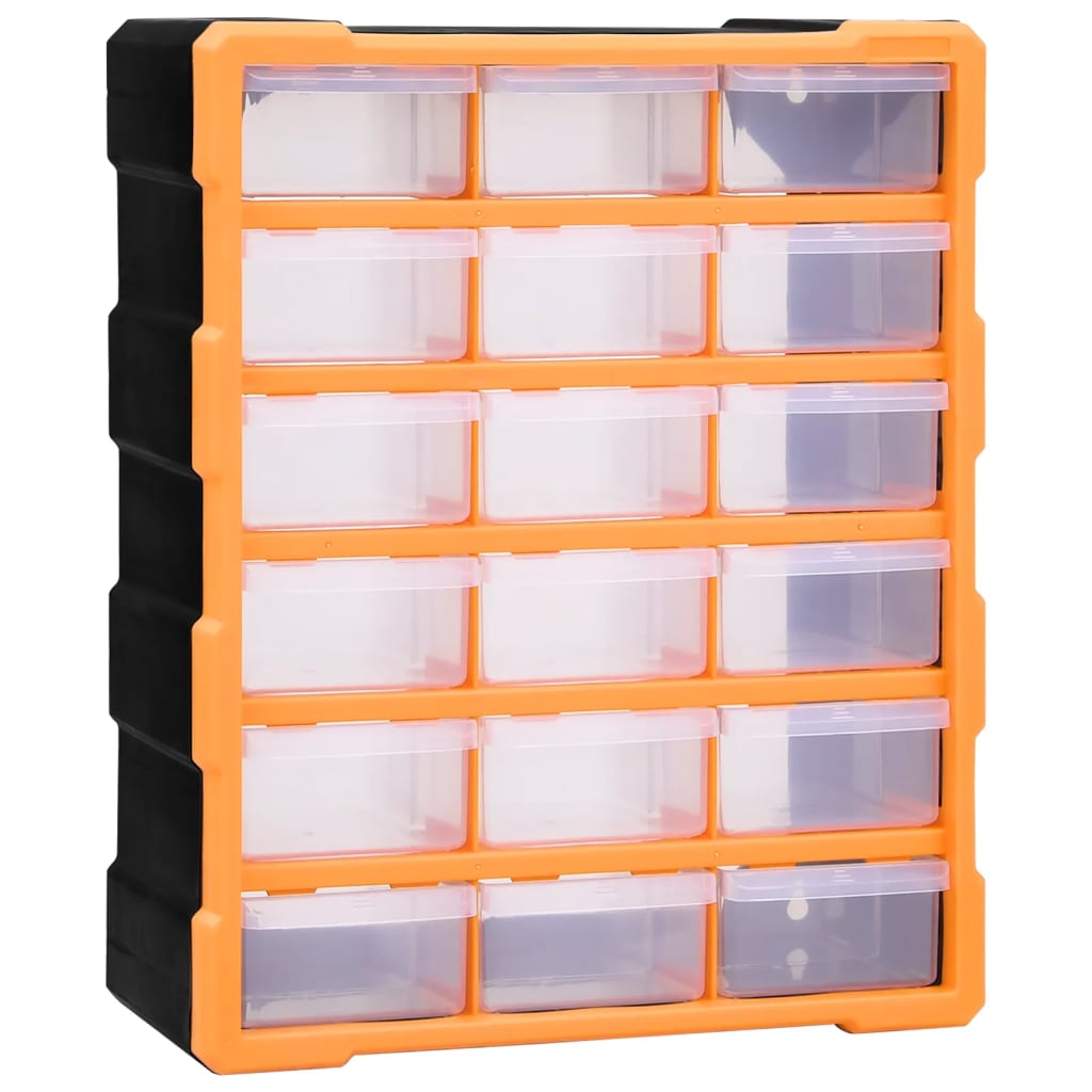 Multi-drawer Organiser with 18 Middle Drawers 38x16x47 cm - Decor Base