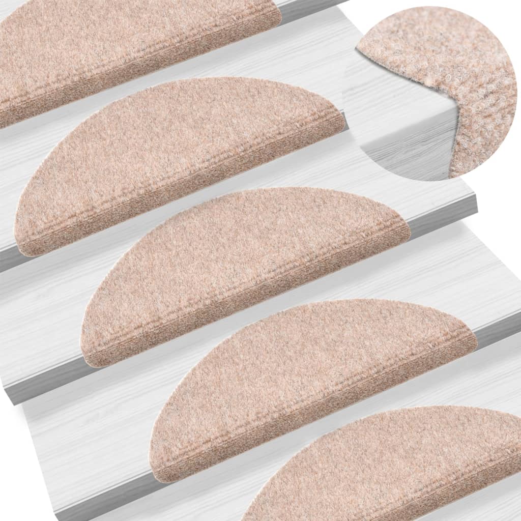Self-adhesive Stair Mats 5 Pcs Brown 54x16x4cm Needle Punch - Design Hut