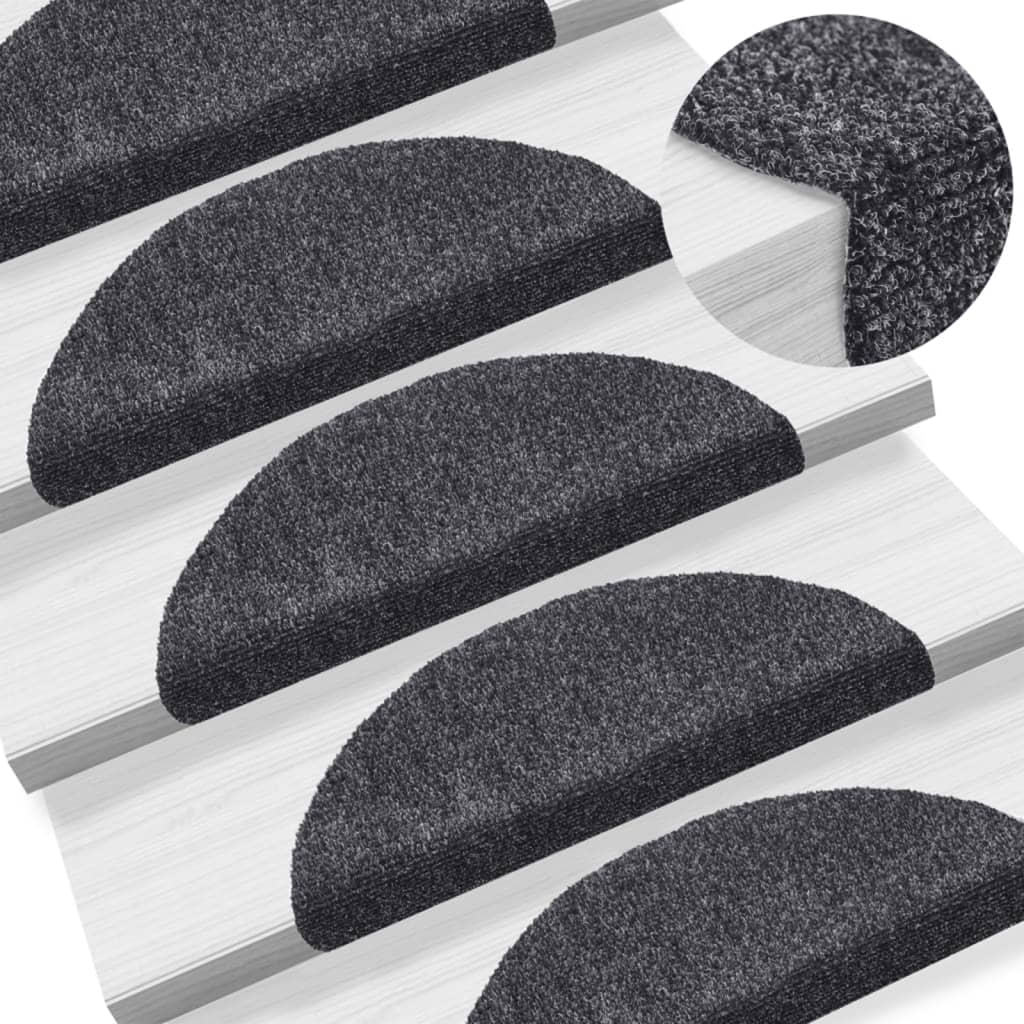 Self-adhesive Stair Mats 10 Pcs Dark Grey 56x17x3cm Needle Punch - Casper Homes