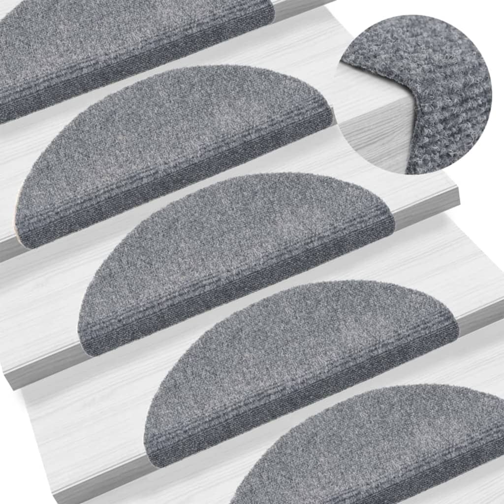 Self-adhesive Stair Mats 10 Pcs Light Grey 56x17xcm Needle Punch - R and M Furniture