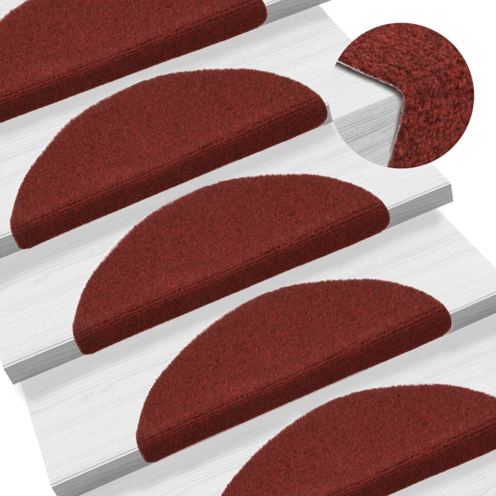 Self-adhesive Stair Mats 10 Pcs Red 56x17x3cm Needle Punch - R and M Furniture