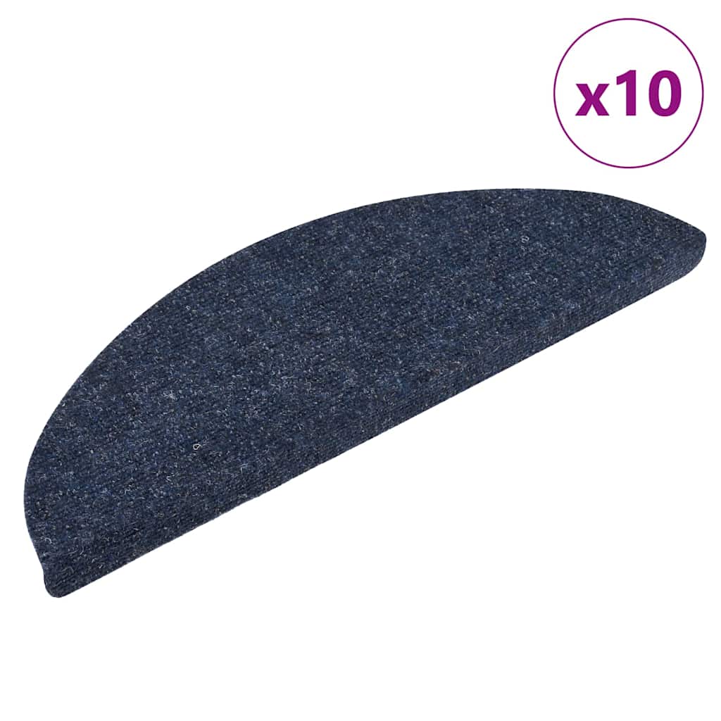 Stair Mats Self-adhesive 10 Pieces 56x17x3 cm Blue Half Round - Charlotte Dunes
