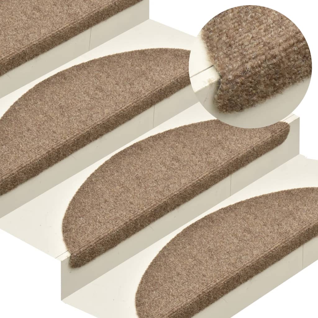 Self-adhesive Stair Mats 5 Pcs Cream 56x17x3cm Needle Punch - Unbeatable Bargains