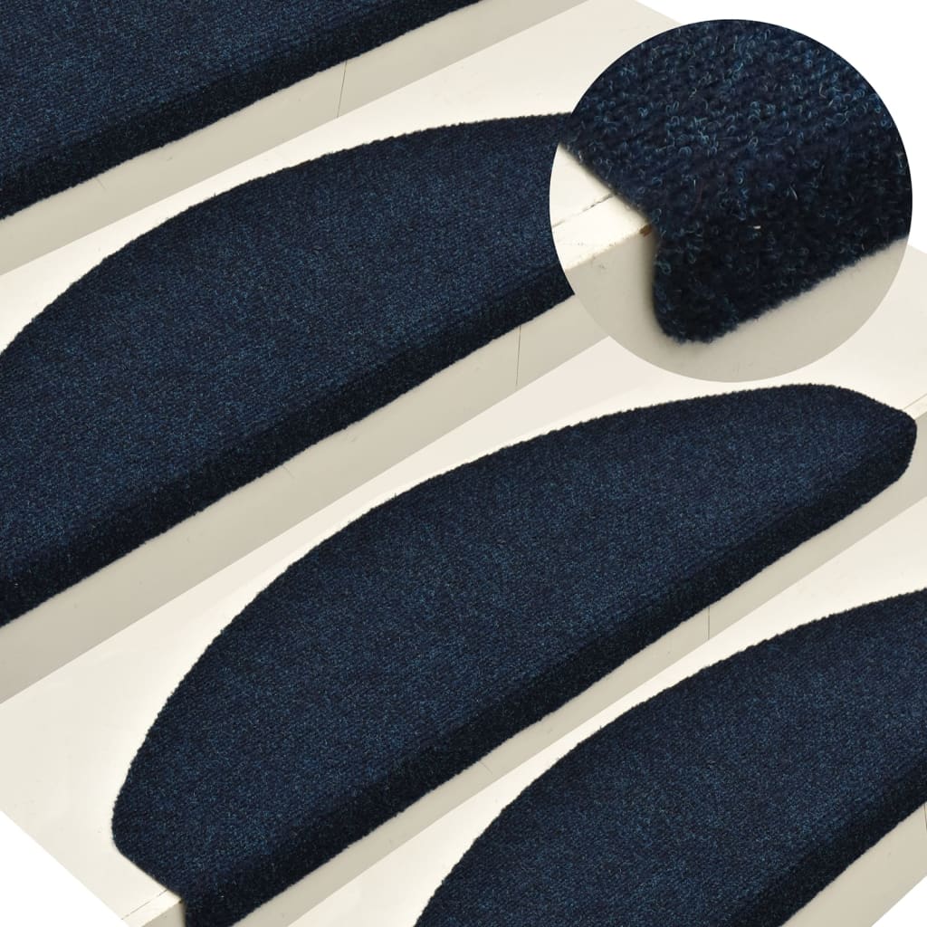 Self-adhesive Stair Mats 5 pcs Navy 56x17x3 cm Needle Punch - R and M Furniture