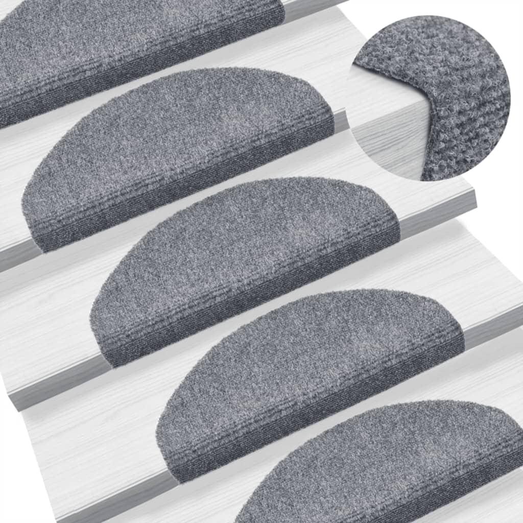 Self-adhesive Stair Mats 10 Pcs Light Grey 65x21x4cm Needle Punch - Casper Homes