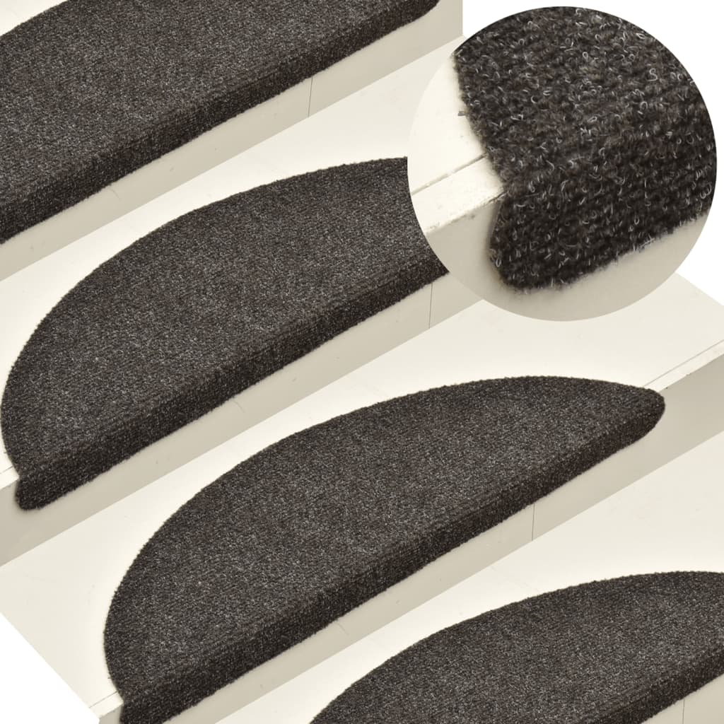 Self-adhesive Stair Mats 5Pcs Anthracite 65x21x4cm Needle Punch - Decor Base