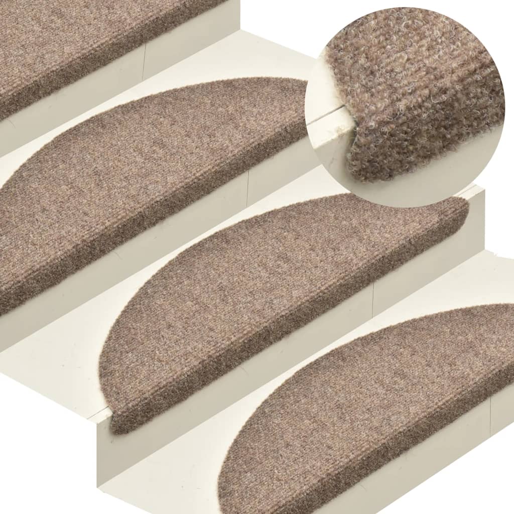 Self-adhesive Stair Mats 5 Pcs Cream 65x21x4cm Needle Punch - Decor Base