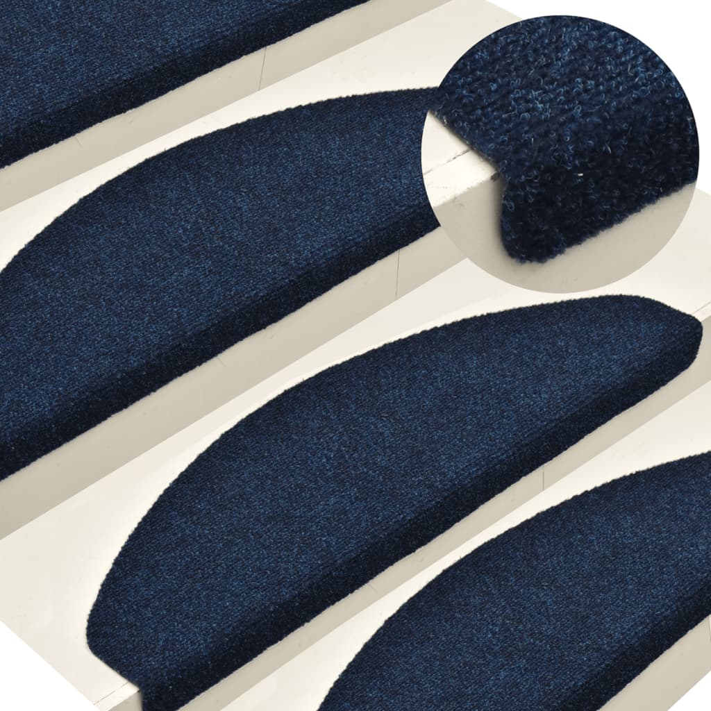 Self-adhesive Stair Mats 10 Pcs Navy 65x21x4cm Needle Punch - R and M Furniture