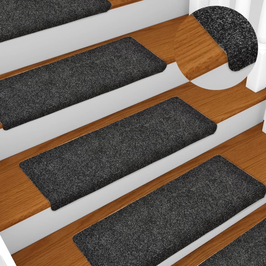 Stair Mats 10 Pcs Grey 65x21x4cm Needle Punch - R and M Furniture