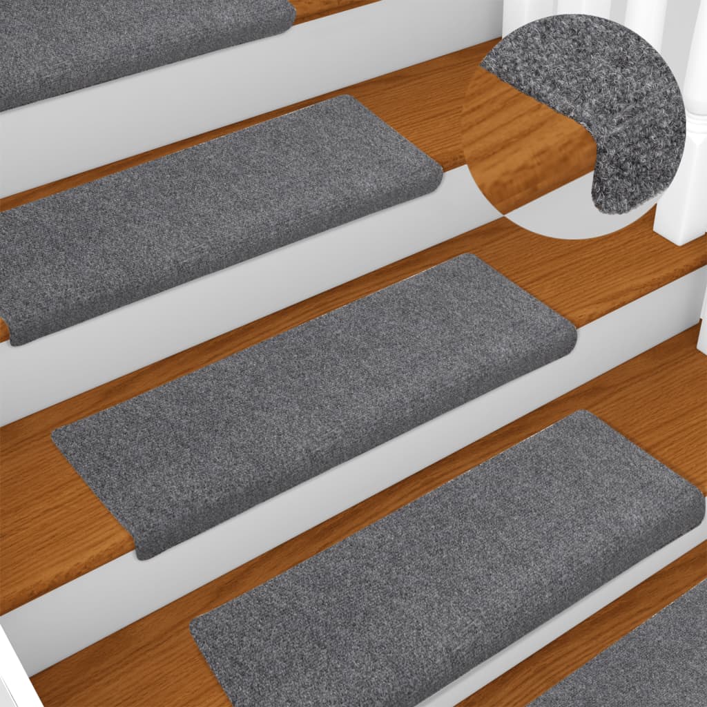 Stair Mats 5 Pcs Light Grey 65x21x4cm Needle Punch - Brittle & Co
