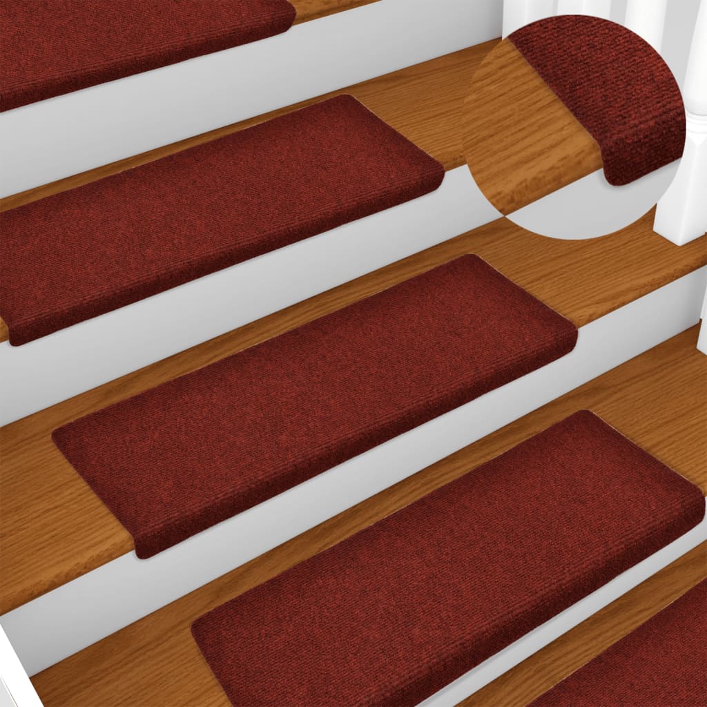 Stair Mats 10 Pcs Bordeaux Red 65x21x4cm Needle Punch - R and M Furniture