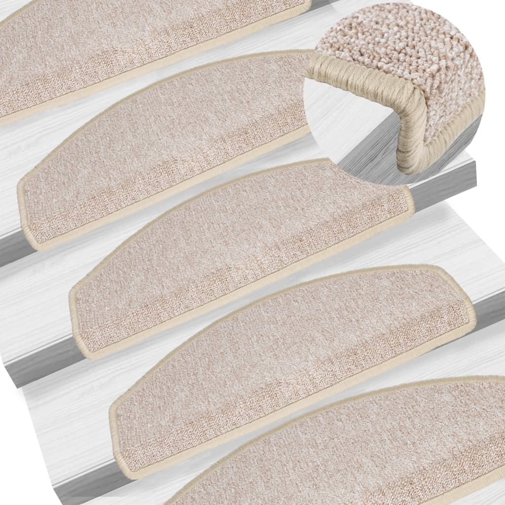 Stair Mats 10 Pieces 65x24x4 cm Taupe Half Round Large - Design Hut