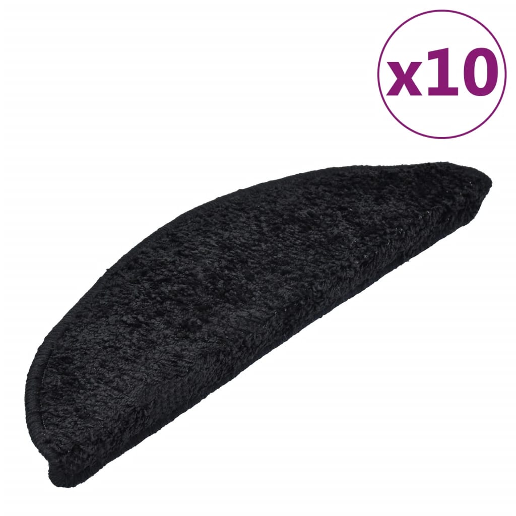 Stair Mats 10 pcs 56x20 cm Black - R and M Furniture