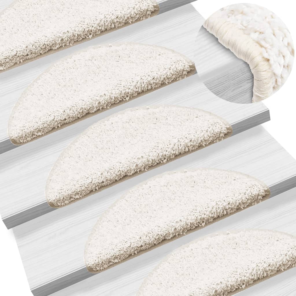 Stair Mats 10 Pieces 56x17x3 cm White Half Round - Charlotte Dunes