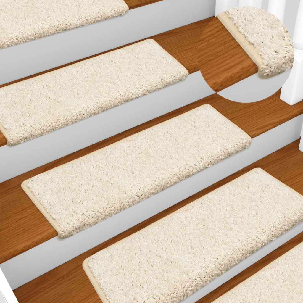 Stair Mats 10 Pieces 65x21x4 cm White Rectangular Edge - Design Hut