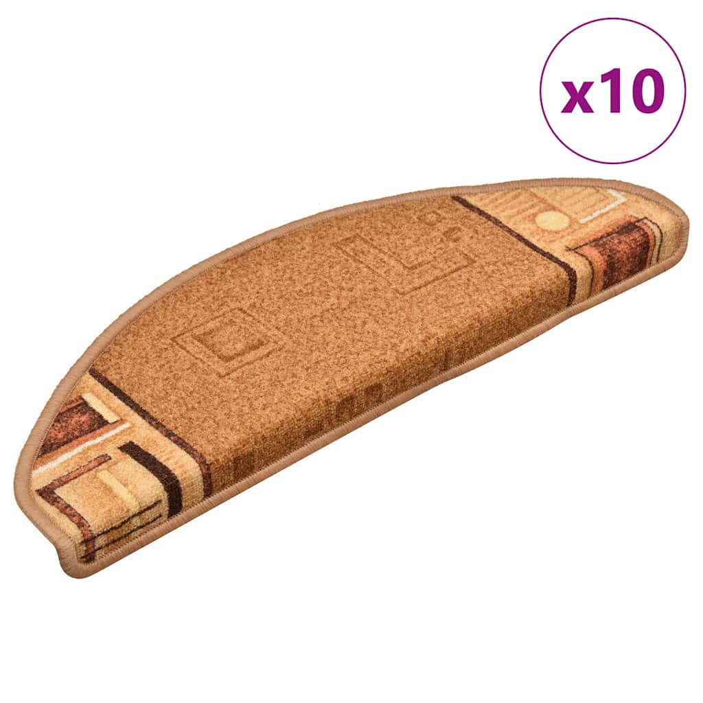 Stair Mats Self-adhesive 10 Pieces 65x21x4 cm Beige - Design Hut