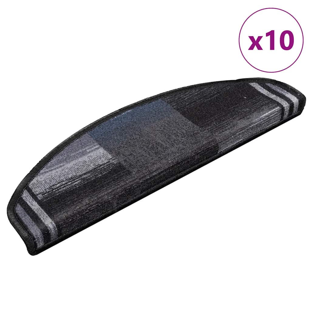 Stair Mats Self-adhesive 10 Pieces 65x21x4 cm Black and Grey - Design Hut