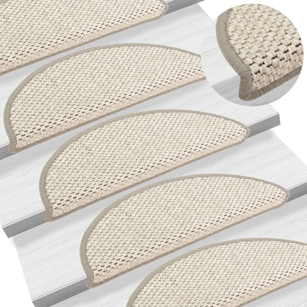 Stair Mats Self-adhesive Sisal-Look 15 Pcs 56x17x3cm Beige - Design Hut