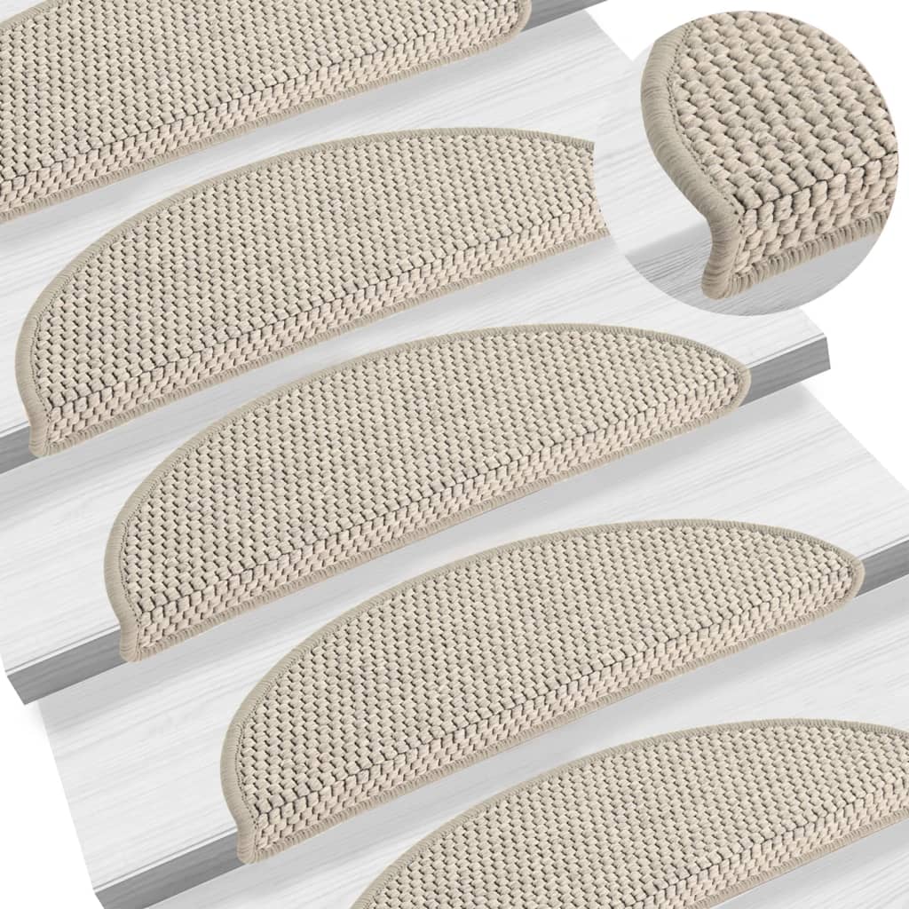 Stair Mats Self-adhesive Sisal-Look 15 Pcs 56x17x3cm Taupe - All Things Good