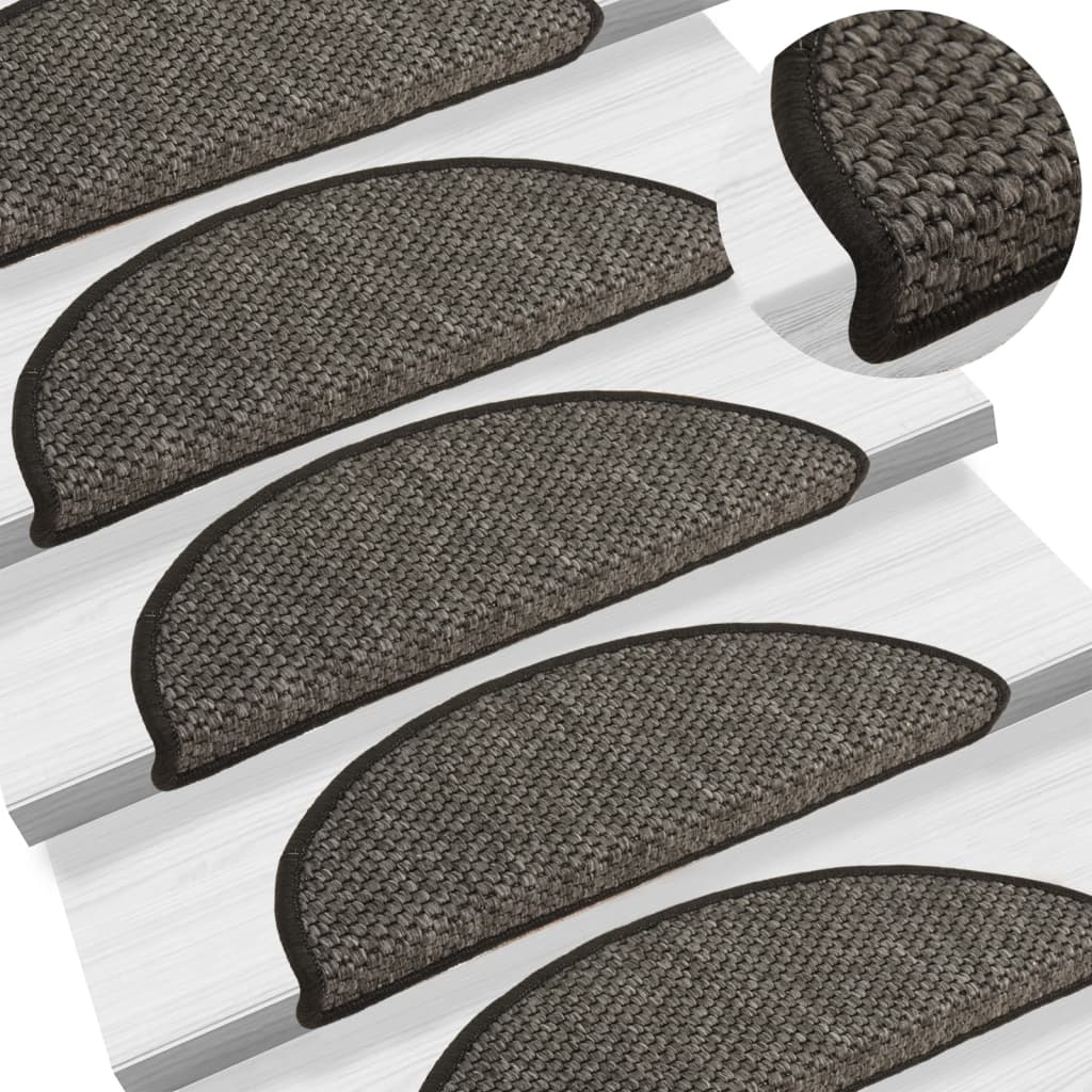 Self-adhesive Stair Mats Sisal-Look 15 Pcs 56x20cm Anthracite - The Home Maker