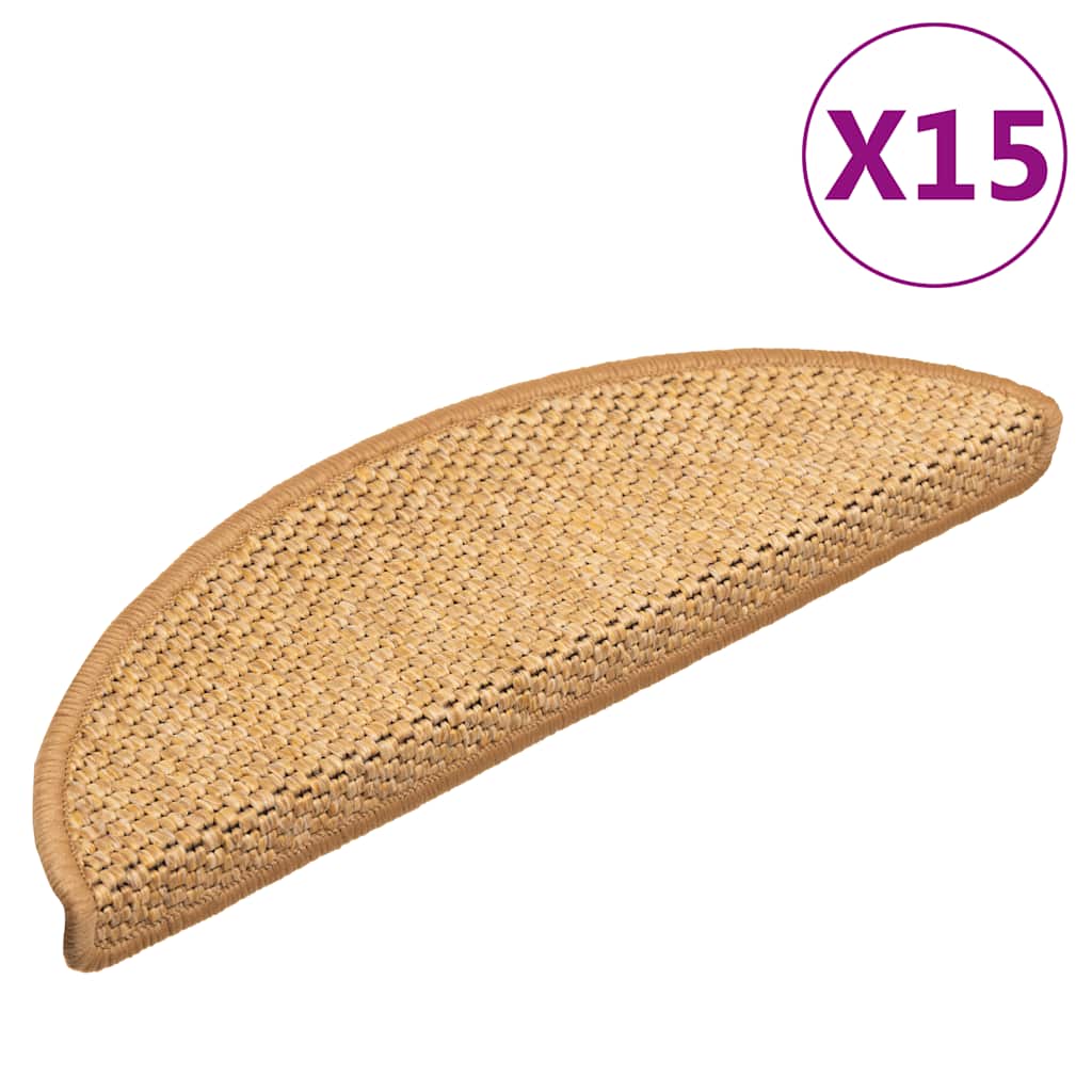 Stair Mats Self-adhesive Sisal-Look 15 Pieces 56x17x3 cm Sisal - Charlotte Dunes
