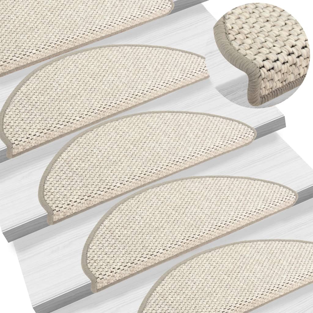 Stair Mats Self-adhesive Sisal-Look 15 Pcs 65x21x4cm Beige - Design Hut