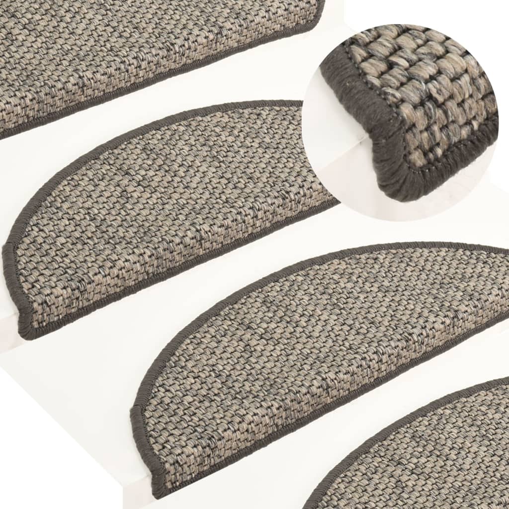 Stair Mats Self-adhesive Sisal-Look 15 Pcs 65x21x4cm Anthracite - Casper Homes