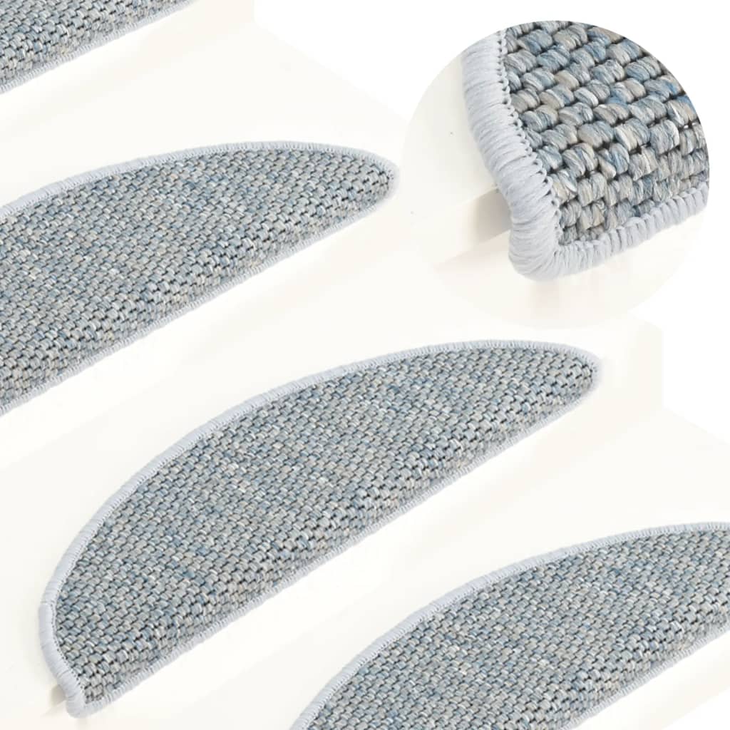 Stair Mats Self-adhesive Sisal-Look 15 Pcs 65x21x4cm Blue - Sid & Sam