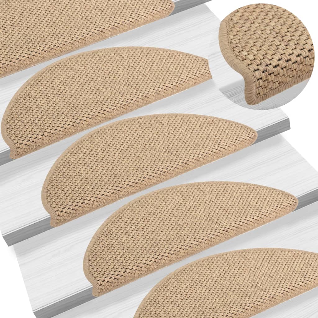 Stair Mats Self-adhesive Sisal-Look 15 Pcs 65x21x4cm Sand - Discount Dealers