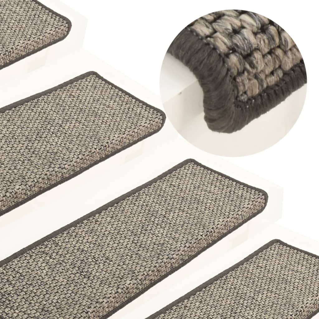 Stair Mats Self-adhesive Sisal-Look 15 Pcs 65x21x4cm Grey and Beige - Millennium Furniture