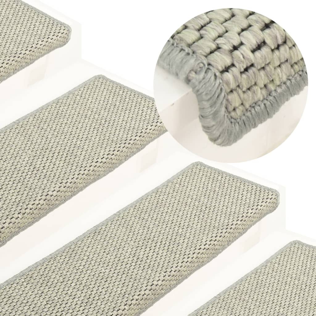 Stair Mats Self-adhesive Sisal-Look 15 Pcs 65x21x4cm Grey - Discount Dealers