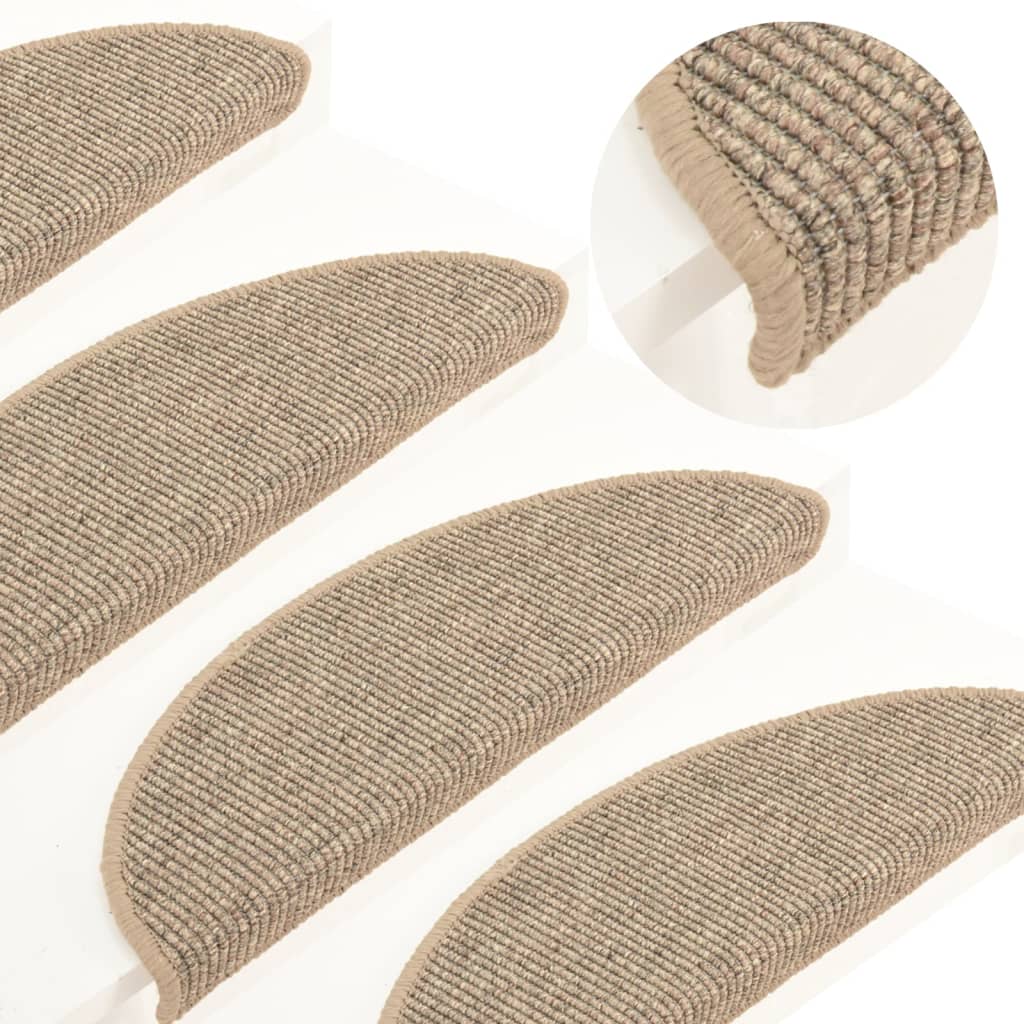 Stair Mats Self-adhesive 15 Pcs 56x17x3cm Dark Beige - Tyrell & Tyrell