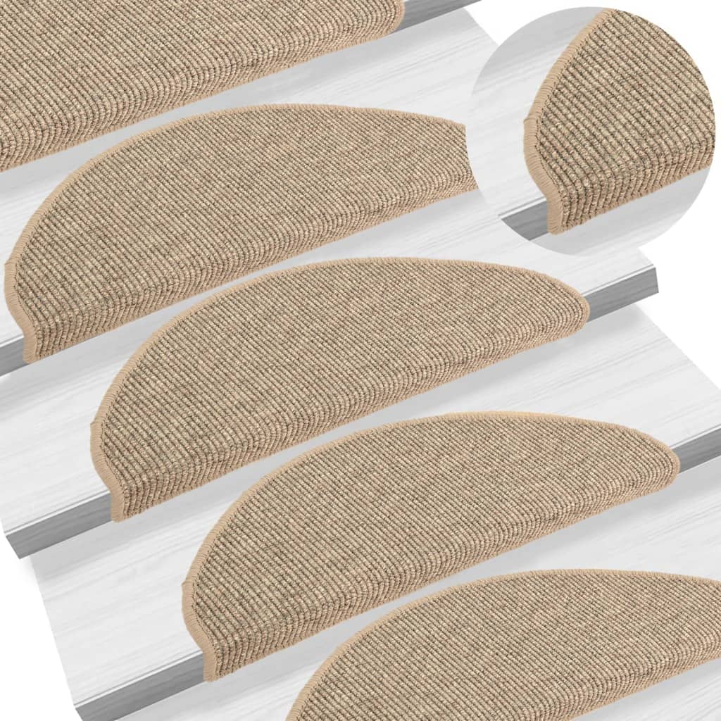 Stair Mats 15 Pieces 65x21x4 cm Dark Beige Half Round Large - Millennium Furniture