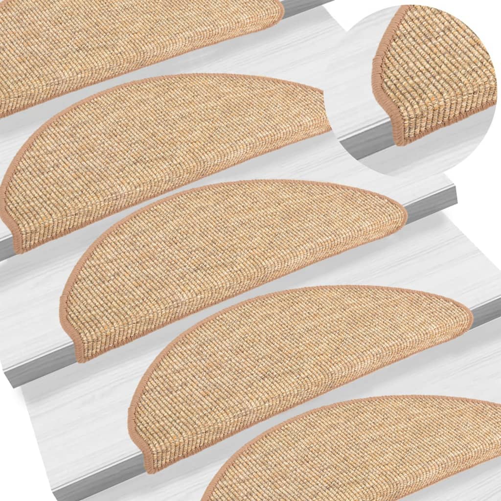 Stair Mats 15 Pieces 65x21x4 cm Light Brown Half Round Large - Millennium Furniture