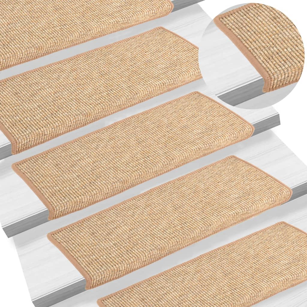 Stair Mats Self-adhesive 15 Pcs Light Brown 65x21x4cm - Merkel Designers