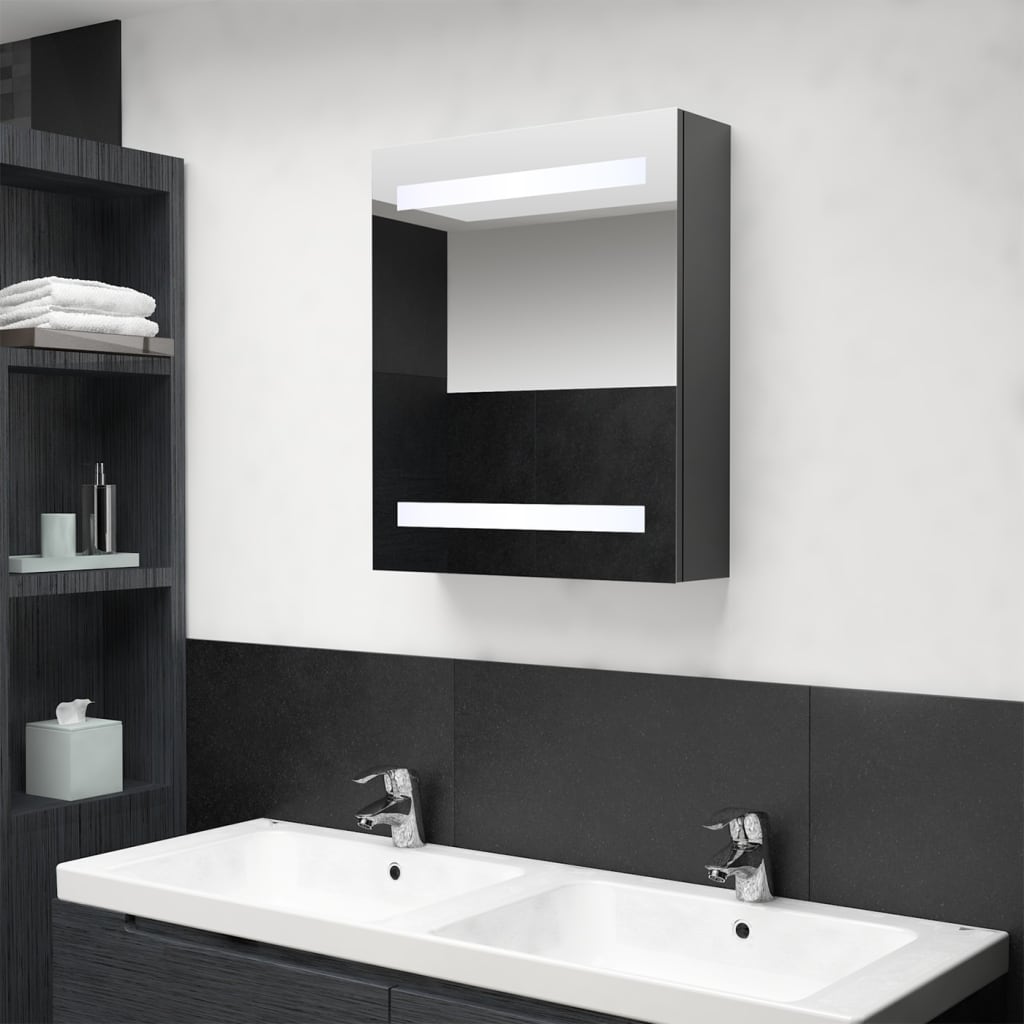LED Bathroom Mirror Cabinet Grey 50x14x60 cm - Decor Base