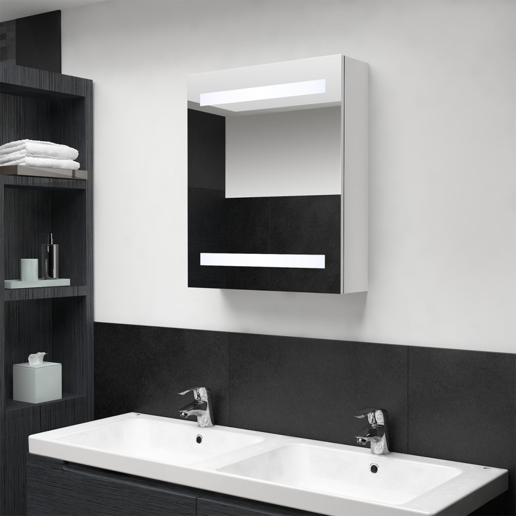 LED Bathroom Mirror Cabinet Shining White 50x14x60 cm - Millennium Furniture